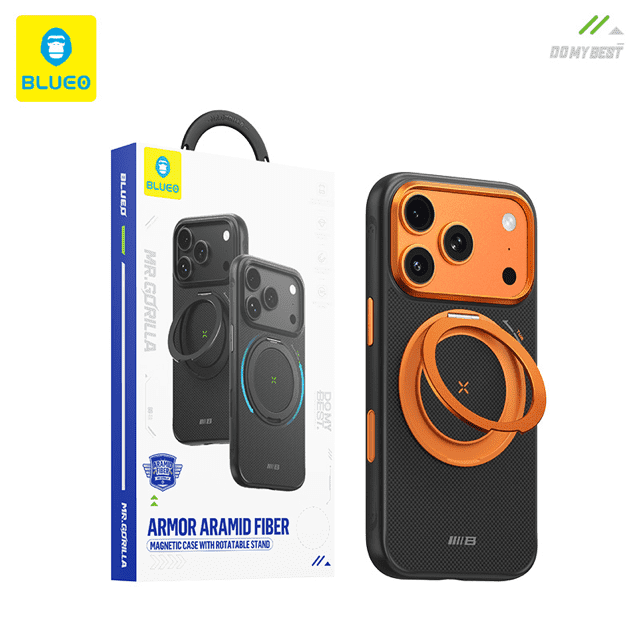 قاب Blueo بلو قابل چرخش360 درجه با مگ سیف Armor Aramid Fiber Magnetic Case With Rotatable Stand 360° آیفون